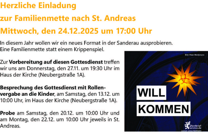 Familienmette Einladung zur Familienmette